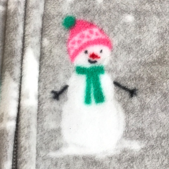 CARTER’S Fleece Pajama Sleeper Snowman Christmas Size 18 Months Gray Pink NWT - Picture 7 of 12